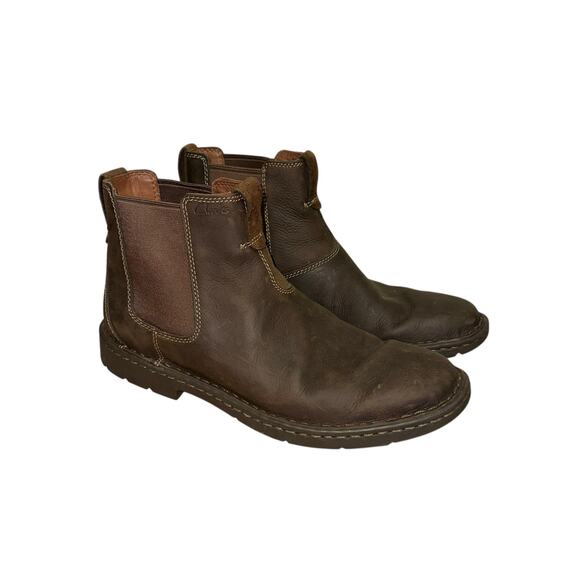 Clarks Stratton Hi Chelsea Boots Brown Leather Slip On Mens 10M